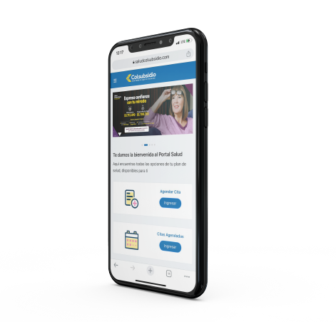 celular con imagen del portal salud colsubsidio