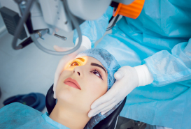 mujer lista para reibir una cirugia de ojos