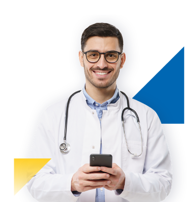 doctor de salud colsubsidio usando celular