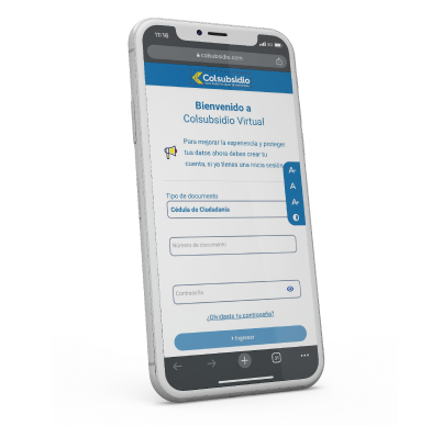 celular con imagen del portal salud colsubsidio
