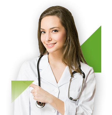 doctora de salud colsubsidio senalando con el dedo