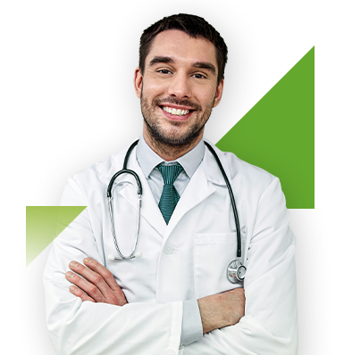 doctor con los brazos cruzados y estetoscopio