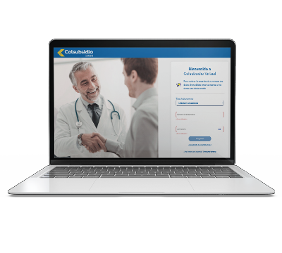 computador portatil con imagen del portal salud colsubsidio